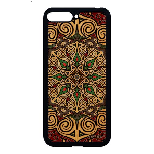 Coque Silicone Telephone Huawei Y6 2018 Bois Mandala Jolie Rosace Femme Vert Zen