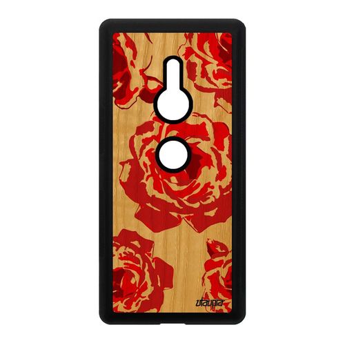 Coque Rose Fleur Sony Xperia Xz2 Bois Silicone Femme De Protection Amour Design