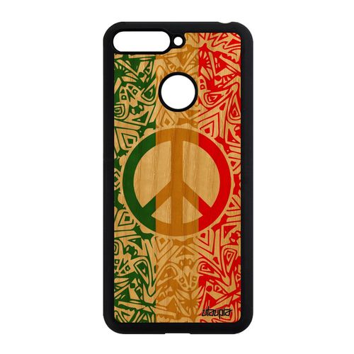 Coque Bois Silicone Honor 7a Peace And Love Garcon Jaune Jamaique Personnalisé A
