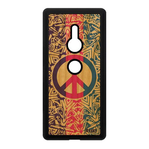 Coque Bois Peace And Love Pour Sony Xperia Xz2 Silicone Mandala Rose Portable De