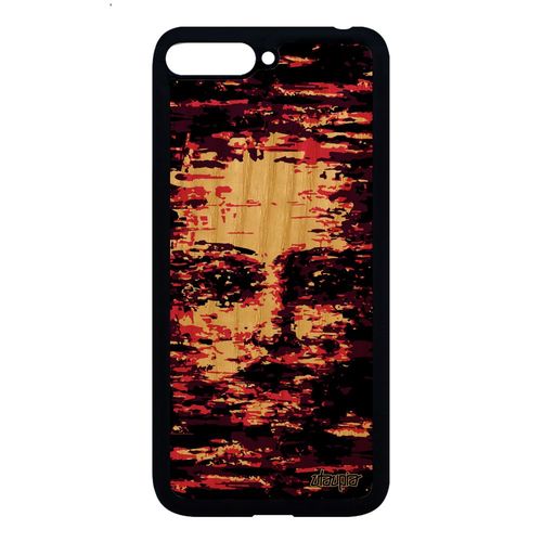 Coque Bois Y6 2018 Silicone Portrait Rose Fille Unique Peinture A L'huile Huawei Y6 2018