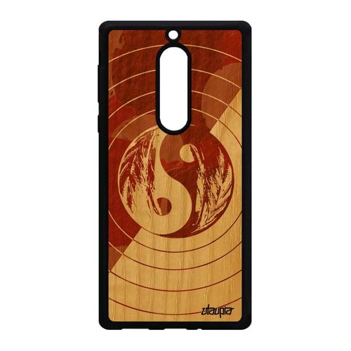 Coque Nokia 5 En Bois Silicone Yin Et Yang Case Yoga Couleur Marron Tpu Ying Art