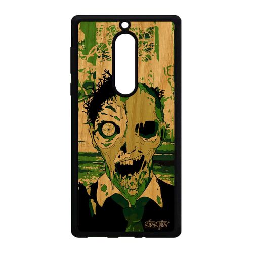 Coque Pour Nokia 5 En Bois Silicone Zombie Vert Halloween Epouvante Mort Vivant