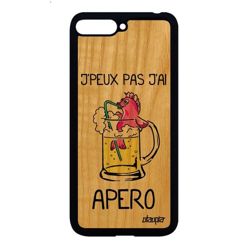 Coque Bois Silicone Pour Y6 2018 J'peux Pas J'ai Apero Rose Telephone 4g Huawei Y6 2018