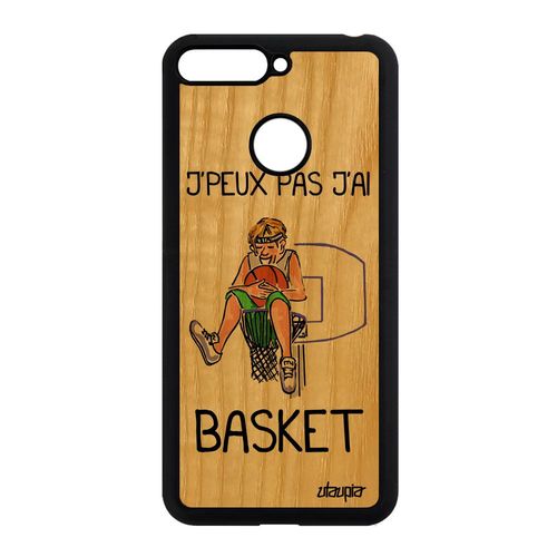 Coque Pour Honor 7a En Bois Et Silicone Humour J'peux Pas J'ai Basket Vert Sport