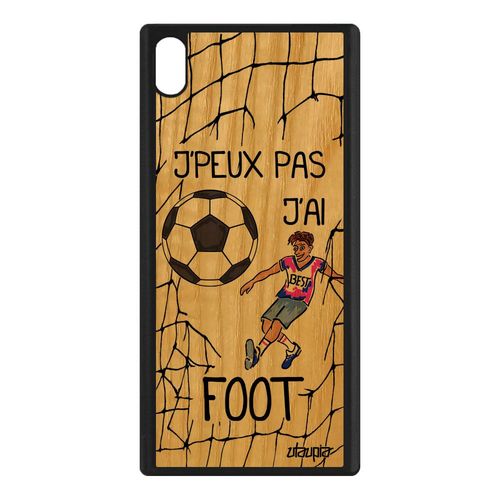 Coque Sony Xperia Xa1 Ultra En Bois Et Silicone Humour J'peux Pas J'ai Foot Rose