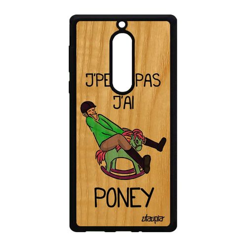 Coque J'peux Pas J'ai Poney Nokia 5 Bois Naturel Silicone Rigide Vert Aqua Drole