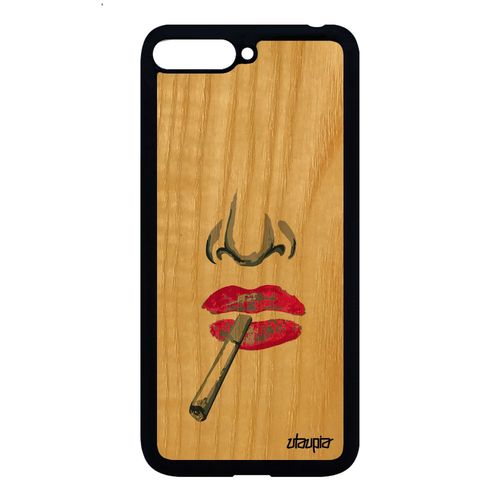 Coque Silicone Huawei Y6 2018 Bois Portrait Original Cover Smartphone Femme Rose