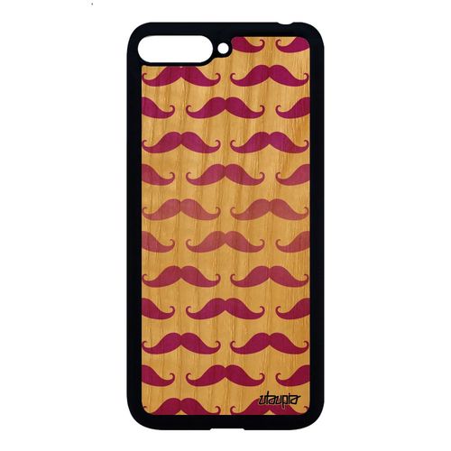 Coque Pour Huawei Y6 2018 Bois Silicone Moustache Tpu Rose Tendance Telephone De
