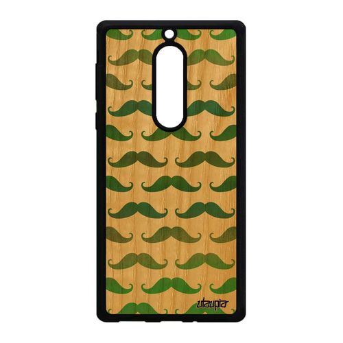Coque Nokia 5 Bois Silicone Moustache 4g Housse Vert Frêne Antichoc Caoutchouc A