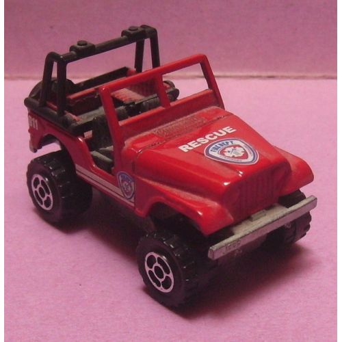 Majorette Jeep Cj " Fire Dept. / Rescue / 911 " - N° 244 / 290 - Éch: 1/54-Majorette