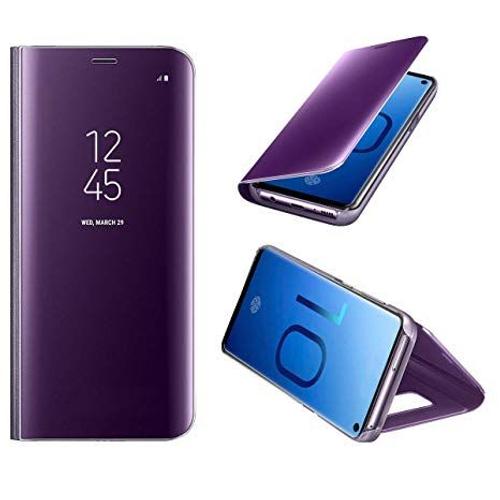DIFE Translucide Standing Support Miroir Antichoc Flip Case Coque Etui Housse pour Samsung Galaxy S10 Plus Vert 