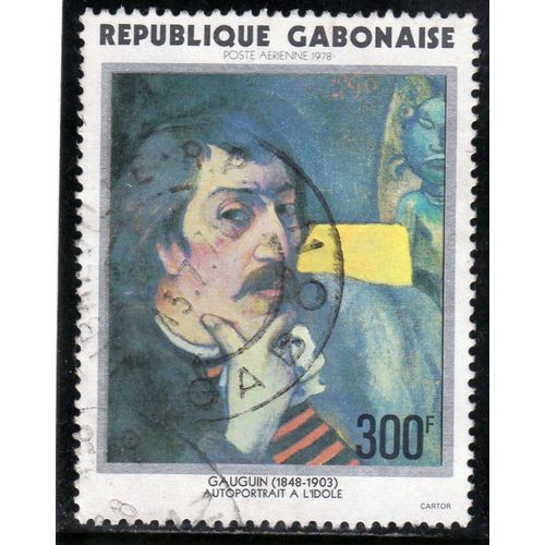 Timbre De Poste Aérienne Du Gabon (75ème Anniversaire De La Mort De Paul Gauguin)