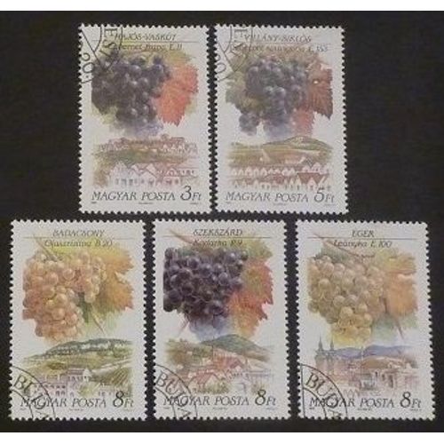 Hongrie Oblitéré Y Et T N° 3285 À 3289 Lot De 5 Timbres De 1990 Cépages Hongrois