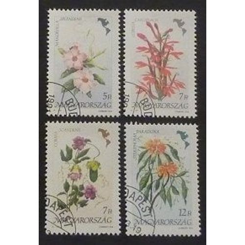 Hongrie Oblitéré Y Et T N° 3307 À 3310 Lot De 4 Timbres De 1991 Fleurs D'amérique