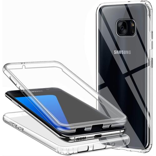 Coque Pour Samsung Galaxy S7 Edge, Transparent Silicone Housse 360 Degres Protection Avant Et Arrière Tpu Gel Souple Et Pc Rigide Full Body Etui Ultra Mince Antichoc Coque Intégrale Samsung S7 Edge