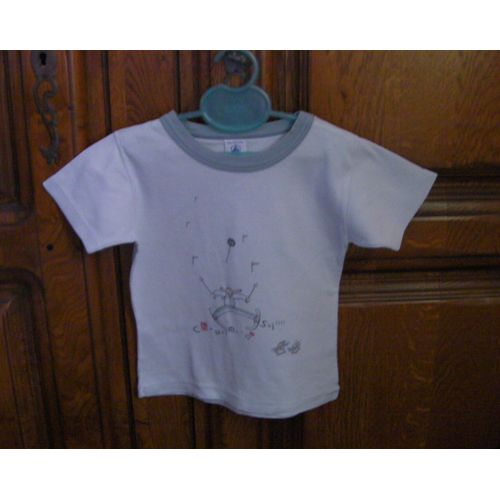 Tee-Shirt Bleu Petit Bateau - Taille 4 Ans
