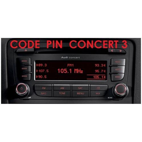 Code pin pour autoradio concert 3 pour audi a3 a4 a6 tt - skyexpert