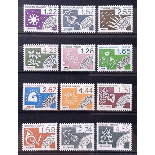Série Préoblitérés Mois De L'année - N° 186 187 188 189 190 191 192 193 194 195 196 197 Neufs** Luxe (= Sans Trace De Charnière) - Cote 20,00 - France Année 1985 - N21060