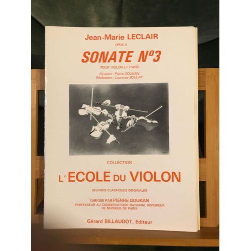 Jean-Marie Leclair Sonate Violon Piano Opus 9 N°3 Partition Éditions Billaudot