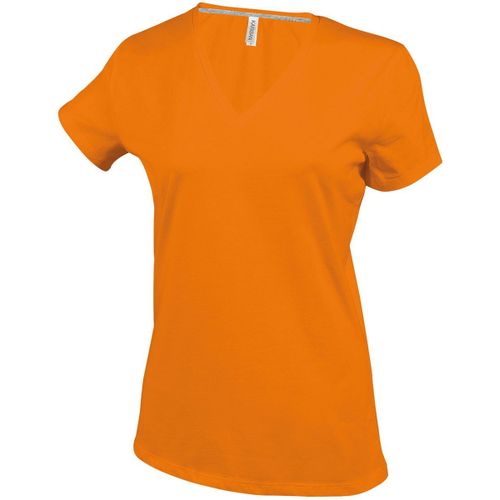 T-Shirt Manches Courtes Col V - K381 - Orange - Femme