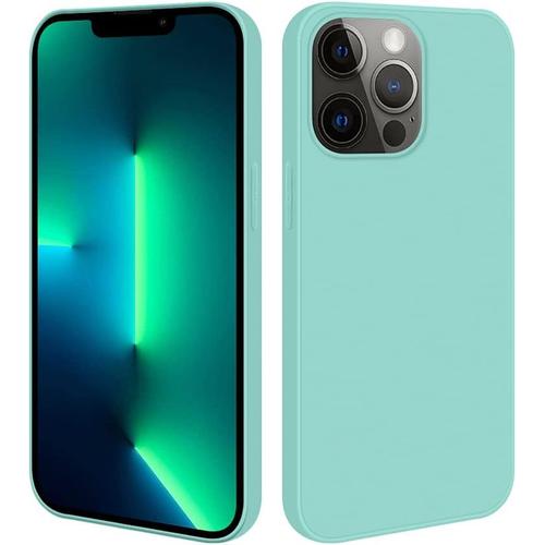 Coque De Protection Pour Apple Iphone 13 Pro Anti-Poussière Coque De Protection En Silicone Tpu De Qualité Supérieure Résistante Aux Rayures Et Aux Chocs Protection De L'appareil Photo Sans Fil Fine Mate Turquoise