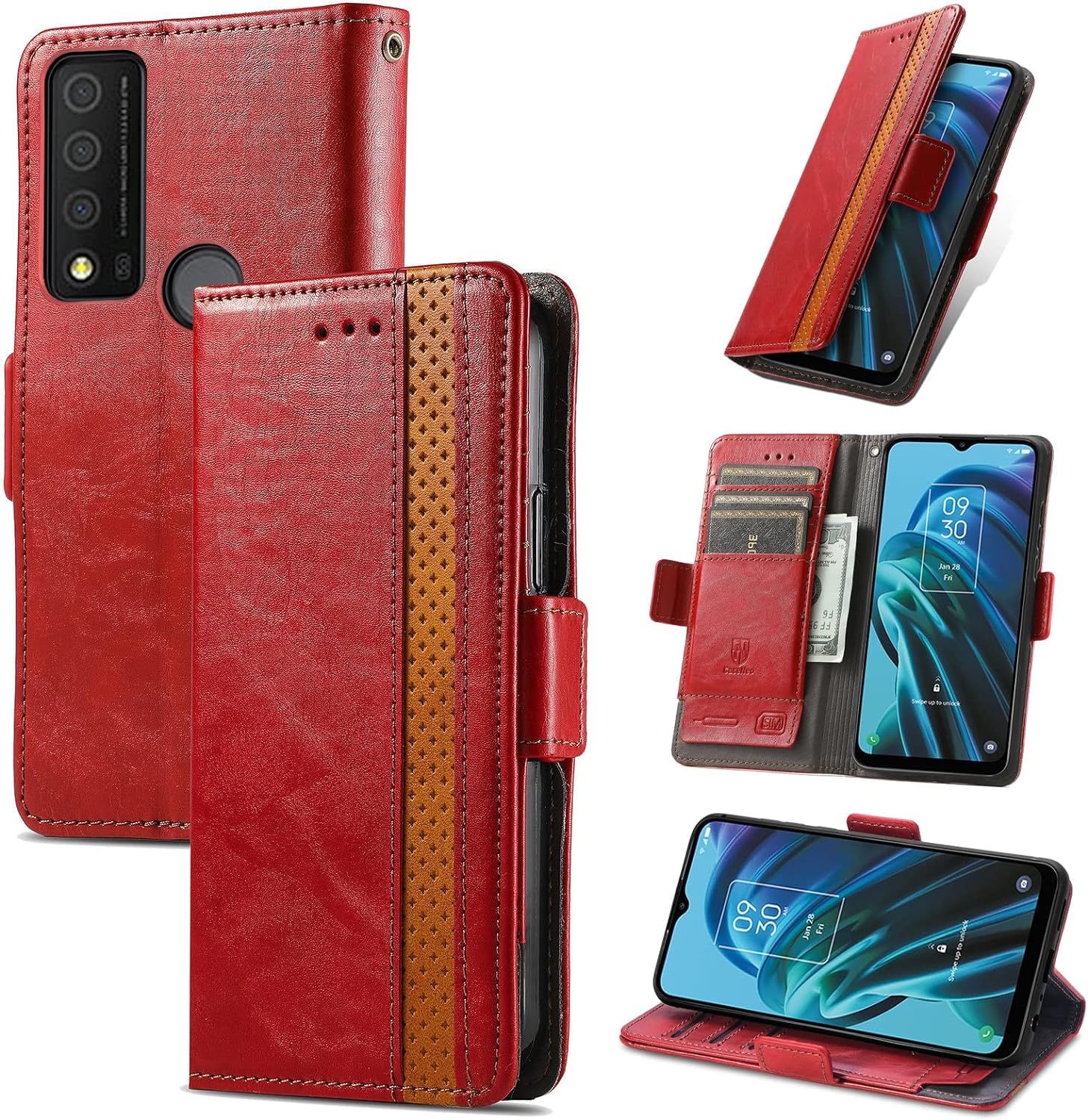 Phone Flip Case Casse De Portefeuille Compatible With Tcl 30 Xe 5g Étui Portefeuille Puan Couverture De Téléphone Mobile En Cuir Flip Protecteur Avec Caisse De Conception De Machines À Sous Cartes Com