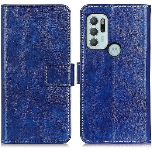 Phone Flip Case For Motorola Moto G60s Rétro Crazy Horse Texture Portefeuille Texture Téléphone Protection En Cuir Bo Tier En Cuir Case Stand Case Slot Case Convient À Motorola Moto G60s Couverture Ar