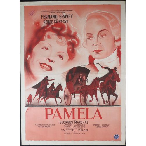 Pamela - Film Historique 1945 Réalisé Par Pierre De Herain Avec Renée Saint-Cyr, Fernand Gravey - Affiche De Cinéma Originale Danoise 62x85 Cm - Movie Poster - Illustration Jacques Bonneaud