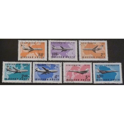 Hongrie Poste Aérienne Oblitéré Y Et T N° 392 À 398 Lot De 7 Timbres De 1976 Avions Commerciaux (Série Complète)