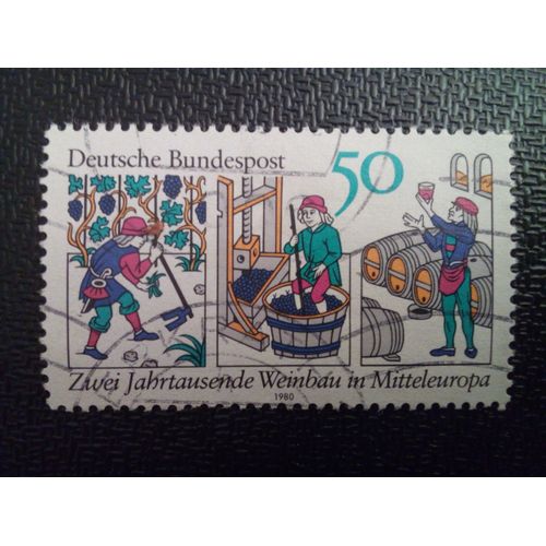 Timbre Allemagne Federale Yt 909 Bimillénaire De La Vigne En Europe Centrale 1980 ( 11612 )