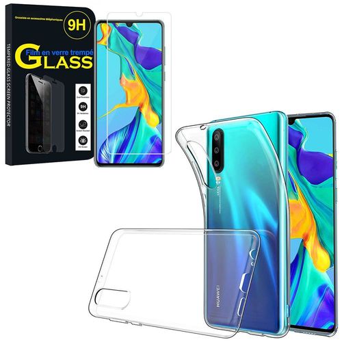 Coque Silicone Pour Huawei P30 6.1" Gel Ultraslim Et Ajustement Parfait - Transparent+ 1 Film Verre Trempé
