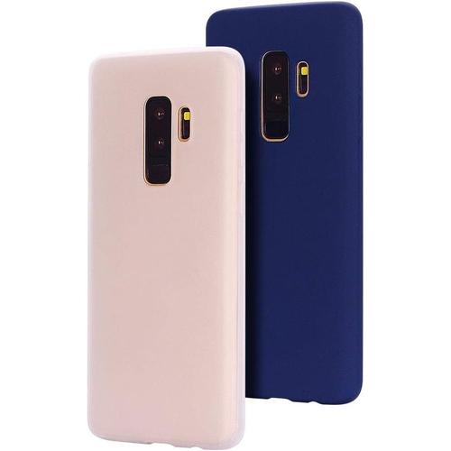 2 X Coque Samsung S9 Plus, Caselover Étui En Silicone Souple Tpu Case Couverture Housse Protection Anti Rayures Bumper Mince Silicone Cover Pour Samsung Galaxy S9 Plus, Blanc + Bleu Foncé