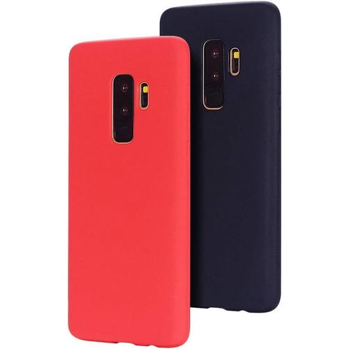 2 X Coque Pour Samsung S9 Plus, Caselover Étui En Silicone Souple Tpu Case Couverture Housse Protection Anti Rayures Bumper Mince Soft Silicone Cover Pour Samsung Galaxy S9 Plus, Noir + Rouge