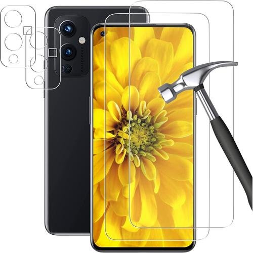 2 Pièces Verre Trempé Pour Oneplus 9 + 2 Pièces Film Protecteur Pour Appareil Photo, Ultra-Résistant , Sensible Au Toucher , Protecteur D'écran Hd ,Protecteur D'écran Pour Oneplus 9-Transparent