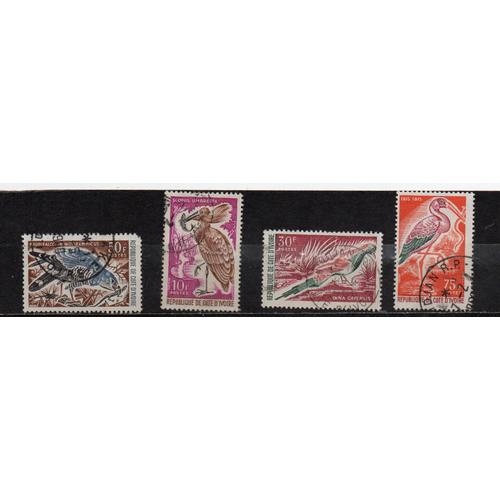 Côte D' Ivoire- Lot De 4 Timbres Oblitérés - Oiseaux Divers