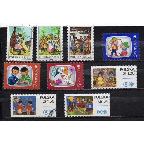 Pologne- Lot De 9 Timbres Oblitérés- Enfance- Contes