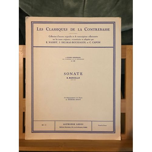 B. Marcello Sonate Transcrite Pour Contrebasse Et Piano Partition Éditions Leduc