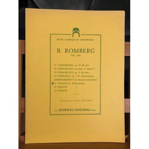 Romberg 1re Sonate Pour Violoncelle Premier Mouvement Partition Éd. Delrieu