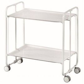 Don Hierro - Table Roulante Pliante Bauhaus Châssis Blanc, 2 Plateaux-Blanc