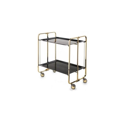 Don Hierro - Table Roulante Pliante Bauhaus Châssis Recouvert D'un Bain D'or-Noir