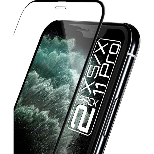 Lot De 2 Films De Protection D'écran En Verre Blindé 3d Pour Iphone 11 Pro/Iphone Xs 5,8"" - Verre Asahi 9h - Protection Anti-Rayures - Clarté Hd Maximale - Compatible Avec Les Coques