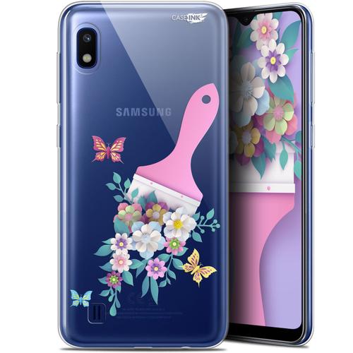 Caseink Coque Pour Samsung Galaxy A10 (6.2 ) Gel Hd [ Nouvelle Collection - Souple - Antichoc - Imprimé En France] Pinceau À Fleurs