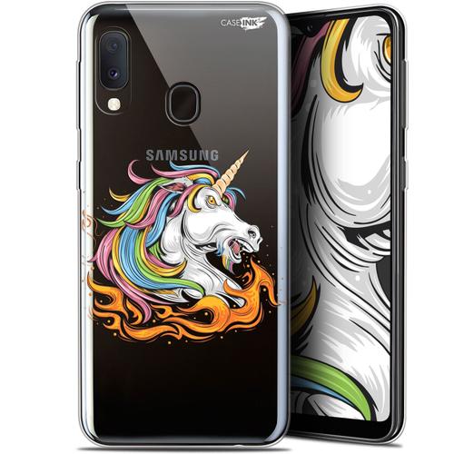 Caseink Coque Pour Samsung Galaxy A20e (5.8 ) Gel Hd [ Nouvelle Collection - Souple - Antichoc - Imprimé En France] Licorne De Feu