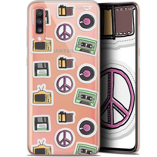 Caseink Coque Pour Samsung Galaxy A70 (6.7 ) Gel Hd [ Nouvelle Collection - Souple - Antichoc - Imprimé En France] Vintage Stickers