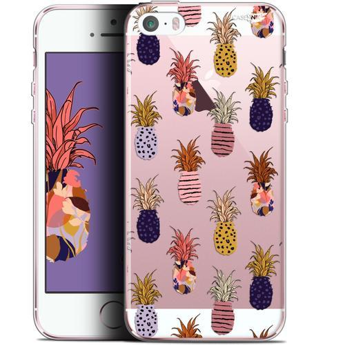 Caseink Coque Pour Apple Iphone 5/5s/Se (4 ) Gel Hd [ Nouvelle Collection - Souple - Antichoc - Imprimé En France] Ananas Gold