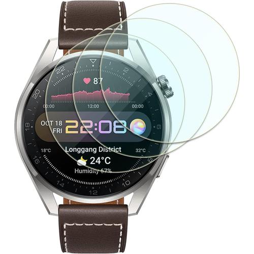 Verre Trempé Compatible Avec Huawei Watch 3 Pro 48mm, 3 Pièces ,9h Dureté,Anti-Rayures,Sans Bulles,Hd,2.5d,Protection D'écran Pour Huawei Watch 3 Pro 48mm