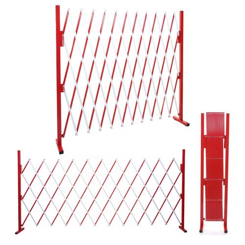 Grillage Hwc-B34, Grille Protectrice Télescopique, Aluminium Rouge/Blanc   Hauteur 153cm, Largeur 36-300cm