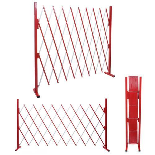 Grillage Hwc-B34, Grille Protectrice Télescopique, Aluminium Rouge/Blanc   Hauteur 153cm, Largeur 32-265cm