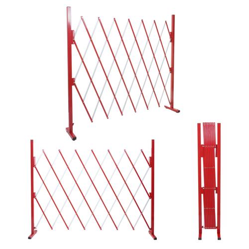 Grillage Hwc-B34, Grille Protectrice Télescopique, Aluminium Rouge/Blanc   Hauteur 153cm, Largeur 28-200cm